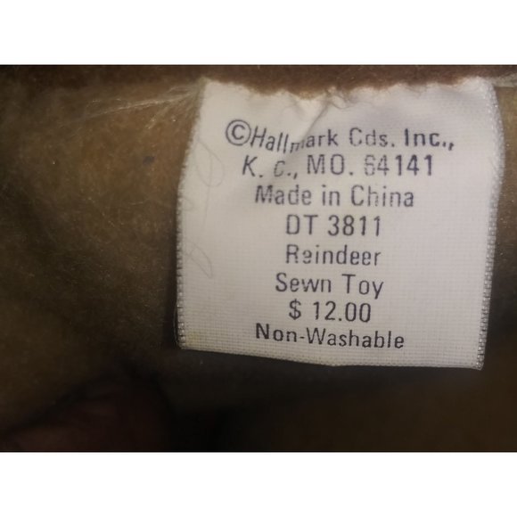 VTG Rodney Reindeer Sewn Stuffed Animal Reindeer Plush Hallmark #64141 10 Inch - Picture 8 of 12